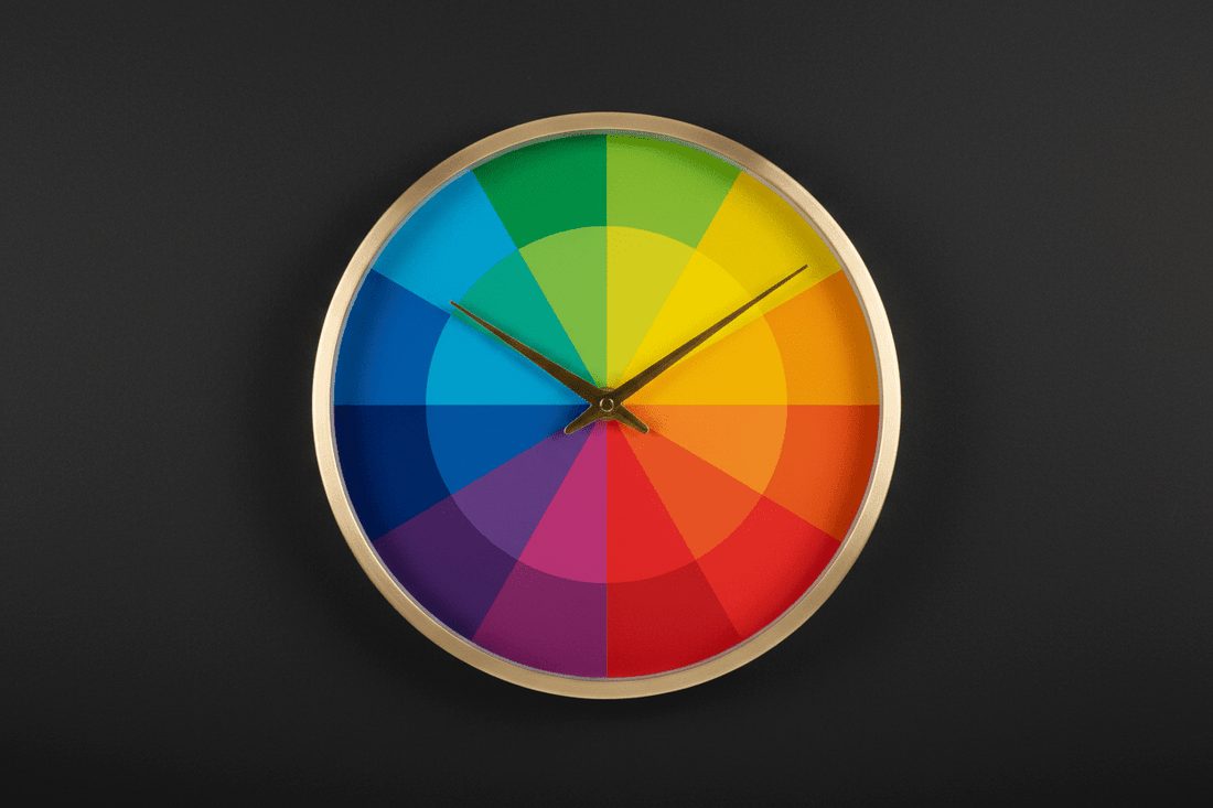 The Infinity Clocks Colour Wheel — Timber, Black & Gold Clocks - Infinity Clocks