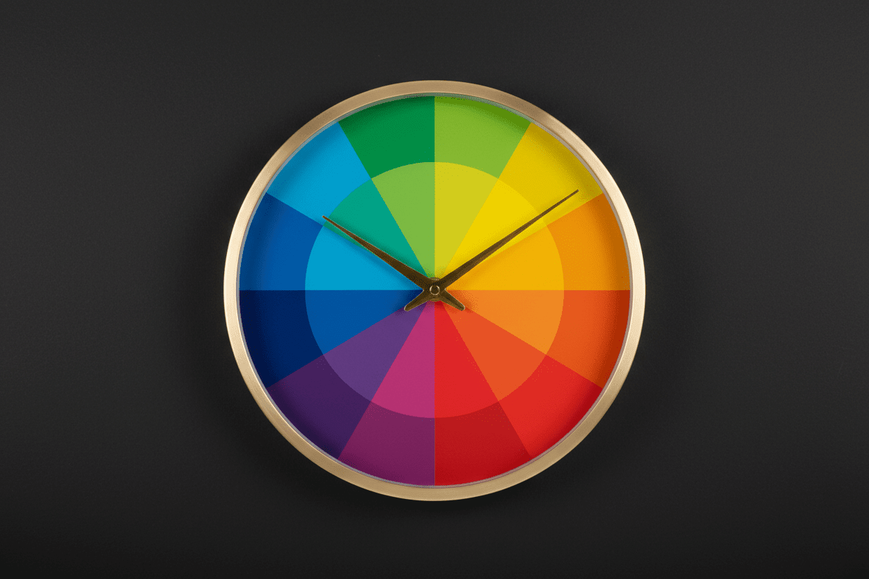 The Infinity Clocks Colour Wheel — Timber, Black & Gold Clocks - Infinity Clocks