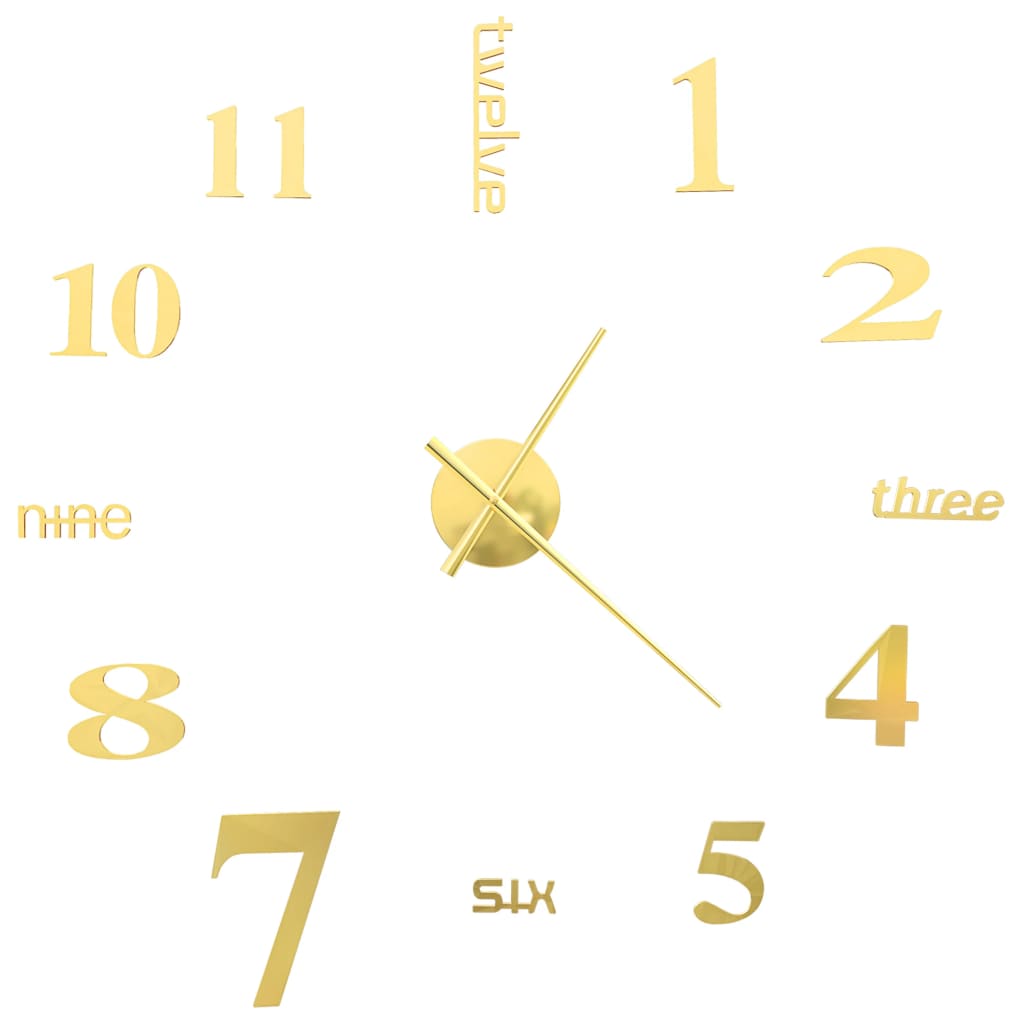 3D Wall Clock Modern Design  - Gold