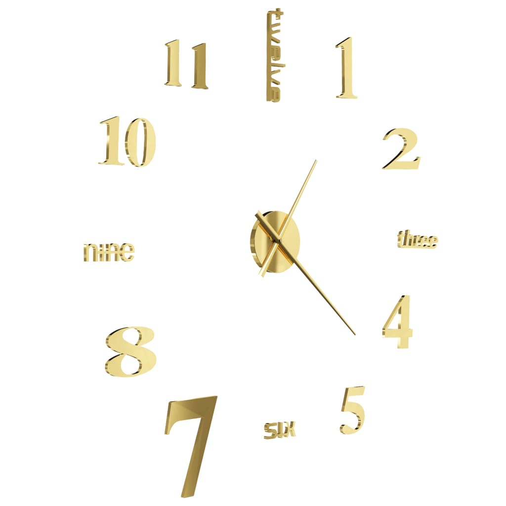 3D Wall Clock Modern Design  - Gold