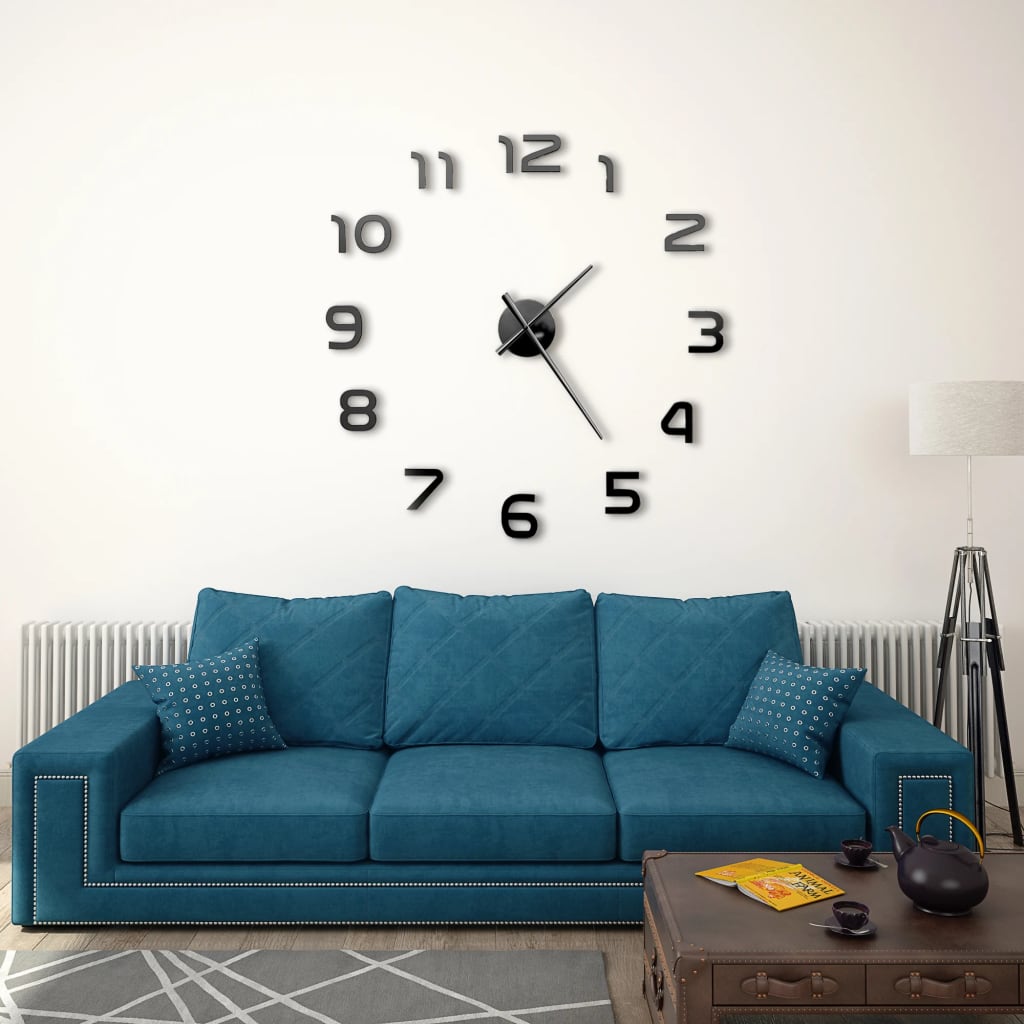 3D Wall Clock Modern Design - Black