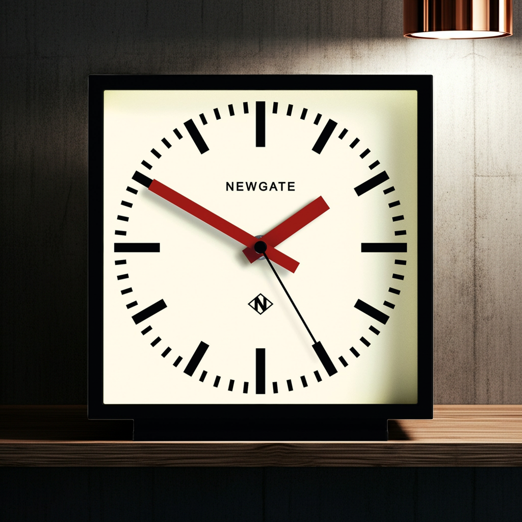 Newgate Amp Mantel Clock – Black with Red Hands