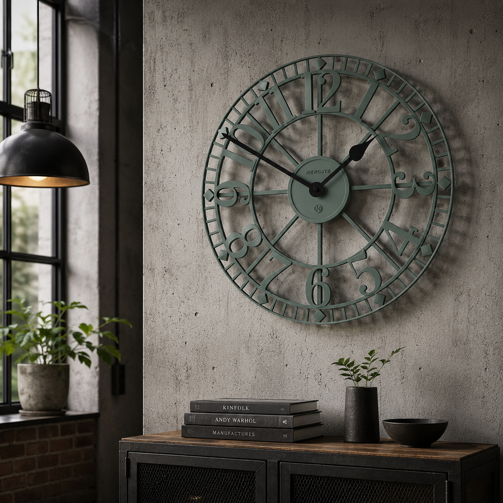 Newgate Warehouse Wall Clock – Asparagus Green