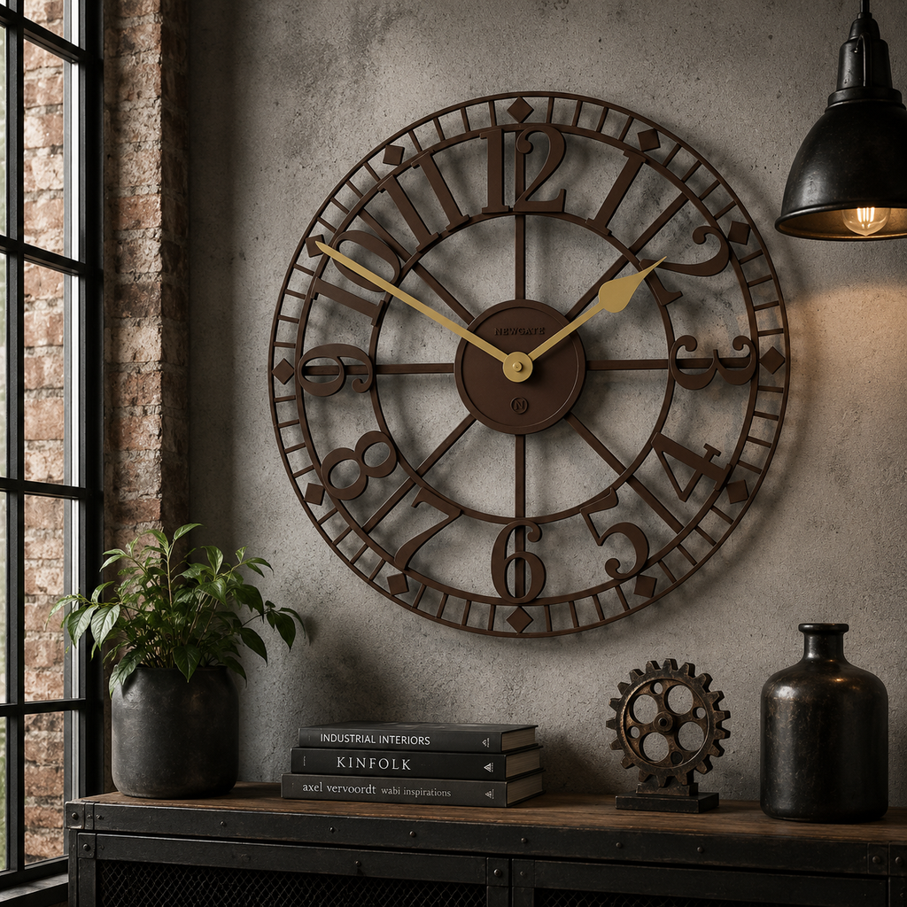 Newgate Warehouse Wall Clock – Mocha Brown
