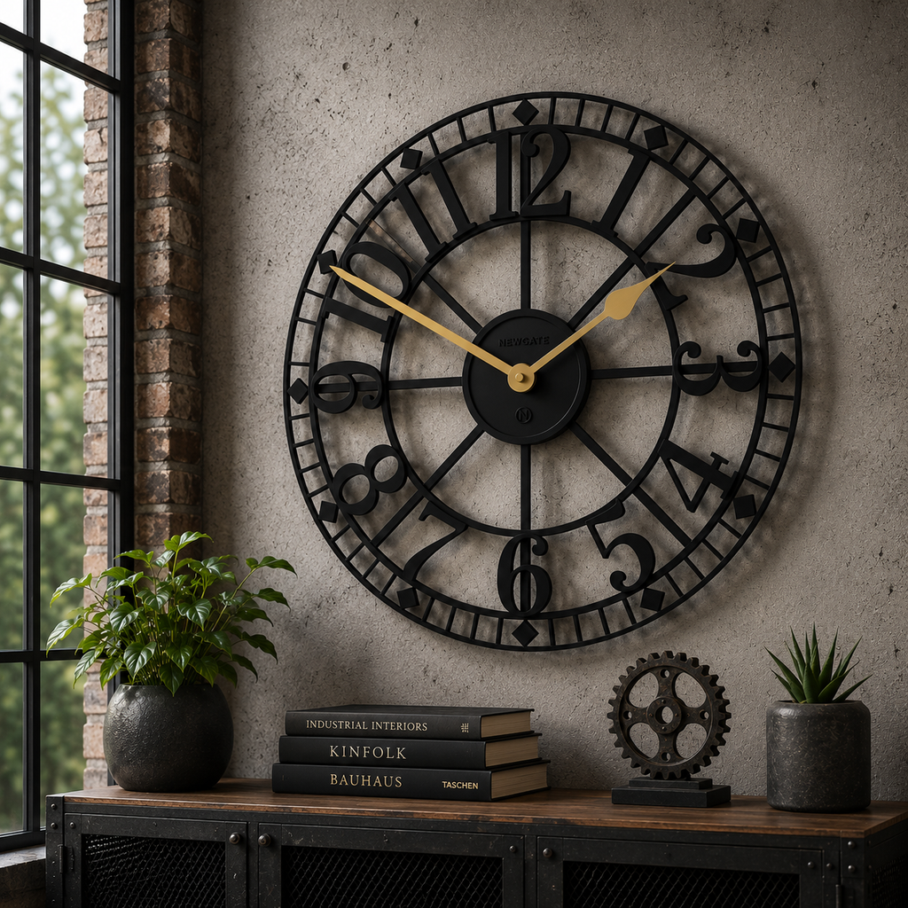 Newgate Warehouse Wall Clock – Black