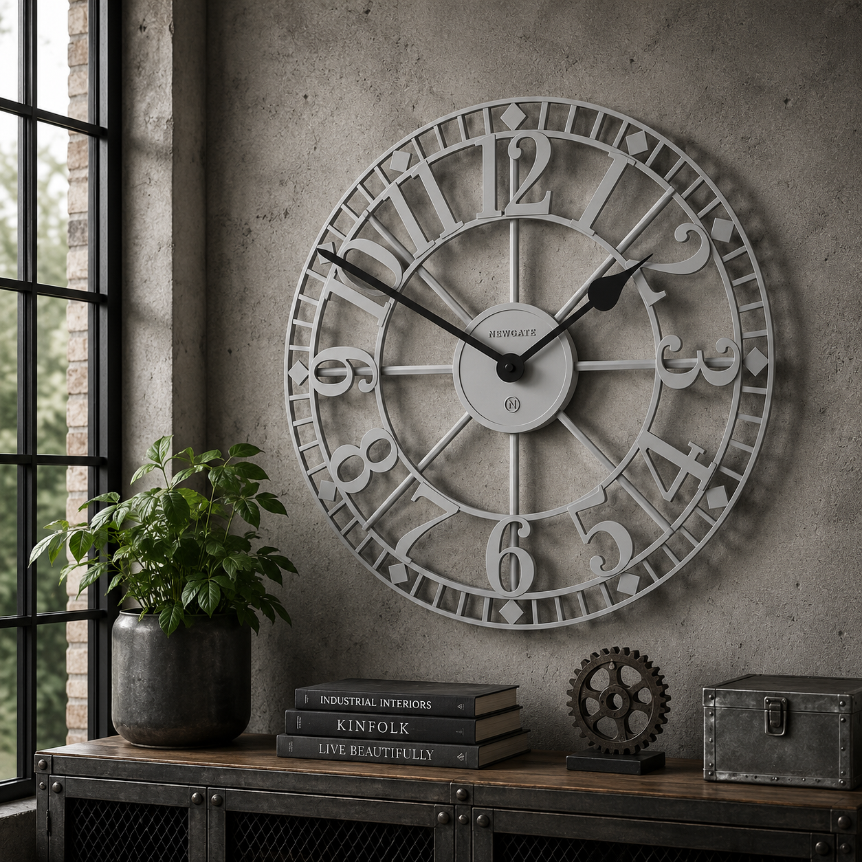 Newgate Warehouse Wall Clock – Clockwork Grey