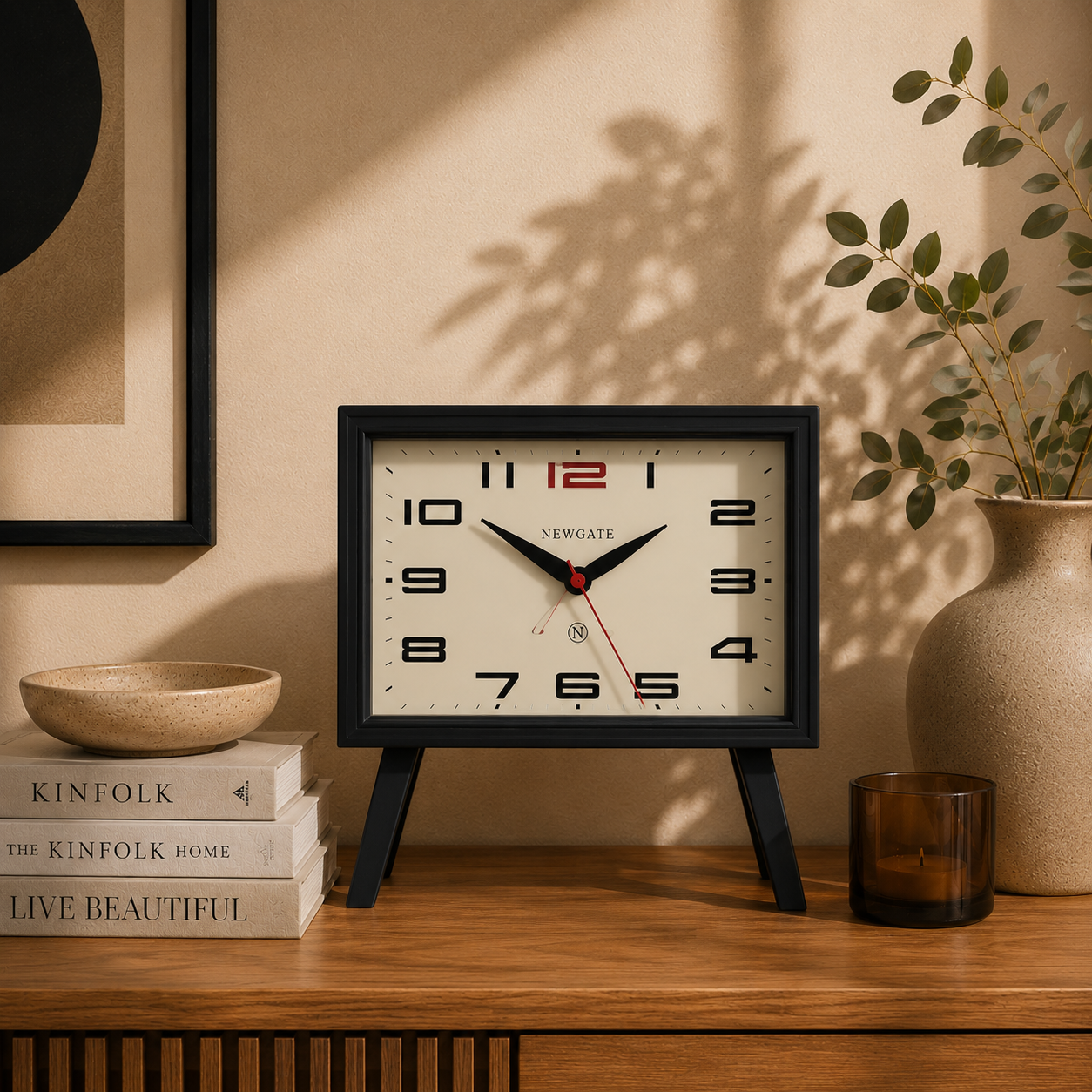 Newgate Henry Mantel Clock – Black / Cream