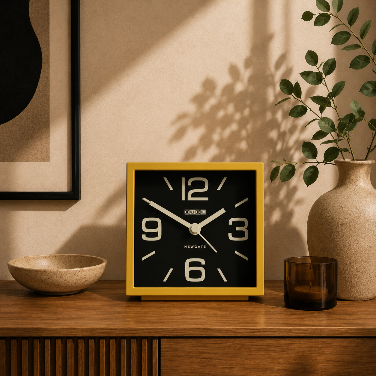 Newgate Cube Mantel Clock – Citrus Yellow