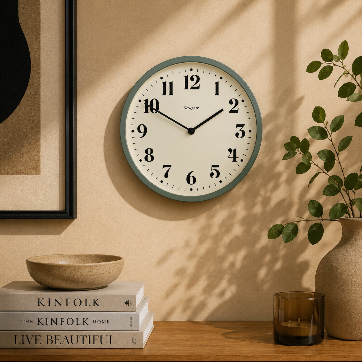 Newgate Number Four Wall Clock – Matte Asparagus Green