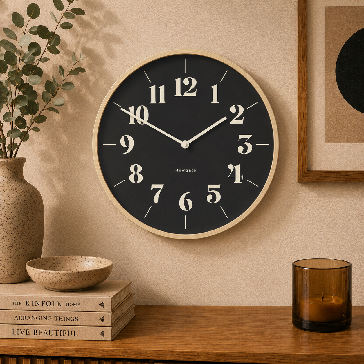 Newgate Mr Clarke Clock - Pale Wood - Reverse Hopscotch Dial