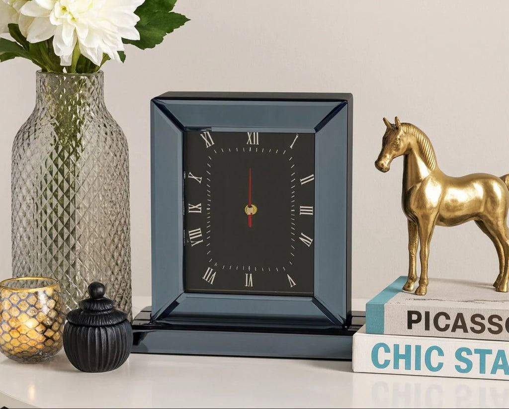 Mirrored Table Clock - Smoke Grey
