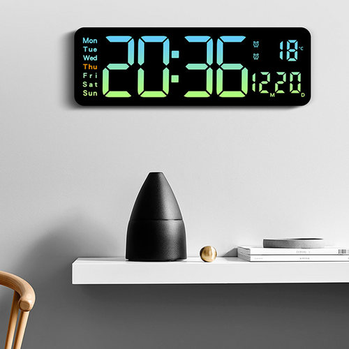 LED Digital Wall Clock - Black