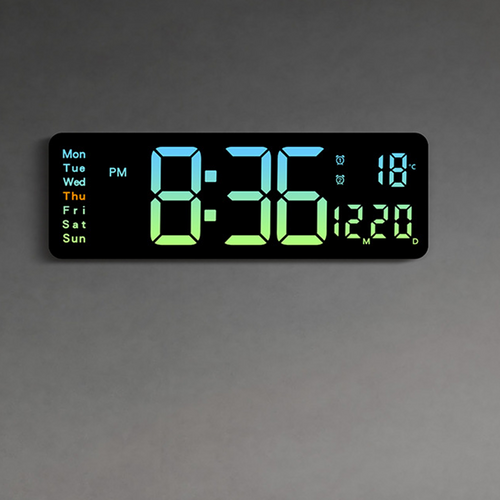 LED Digital Wall Clock - Black