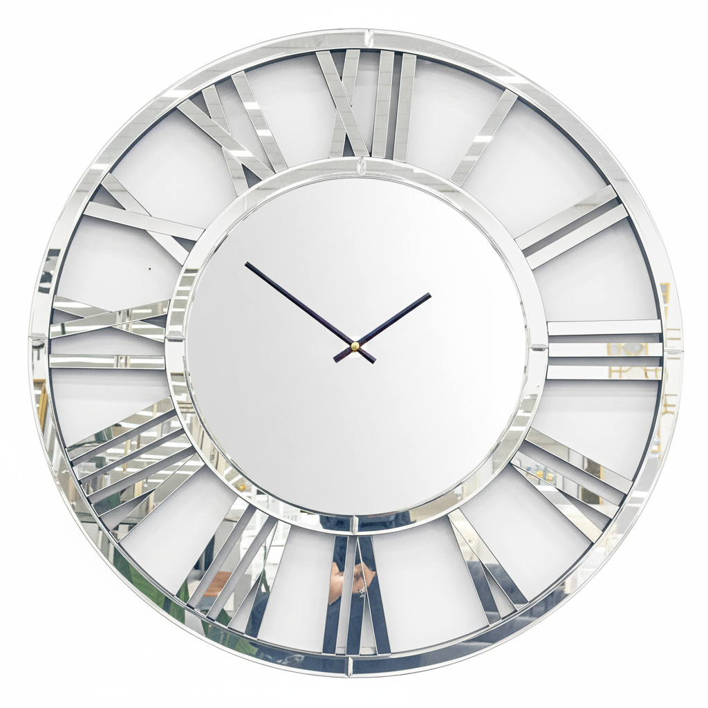 Decorative Mirror Clock - Silver