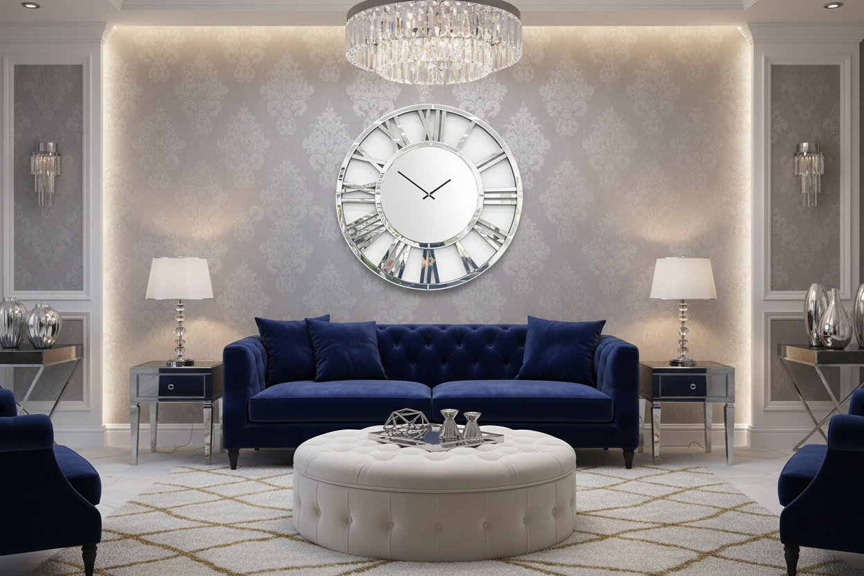 Decorative Mirror Clock - Silver
