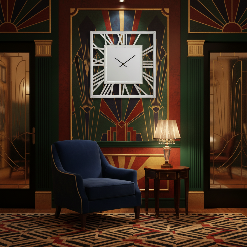 Decorative Silver Mirrored Clock - Silver