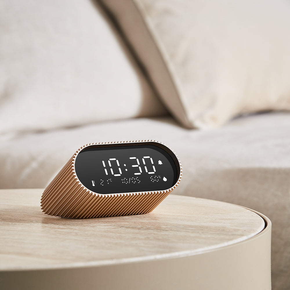 Lexon Ray Rechargeable LCD Alarm Clock – Gold