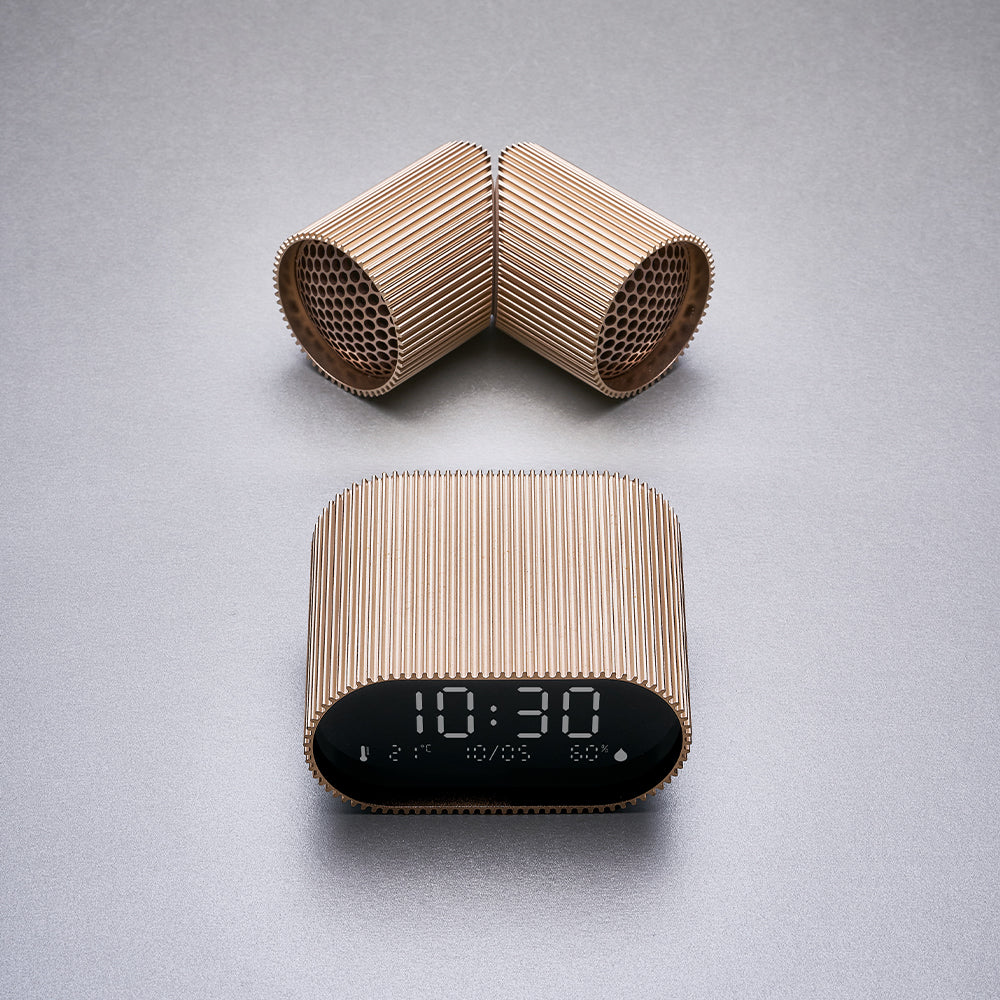 Lexon Ray Rechargeable LCD Alarm Clock – Gold