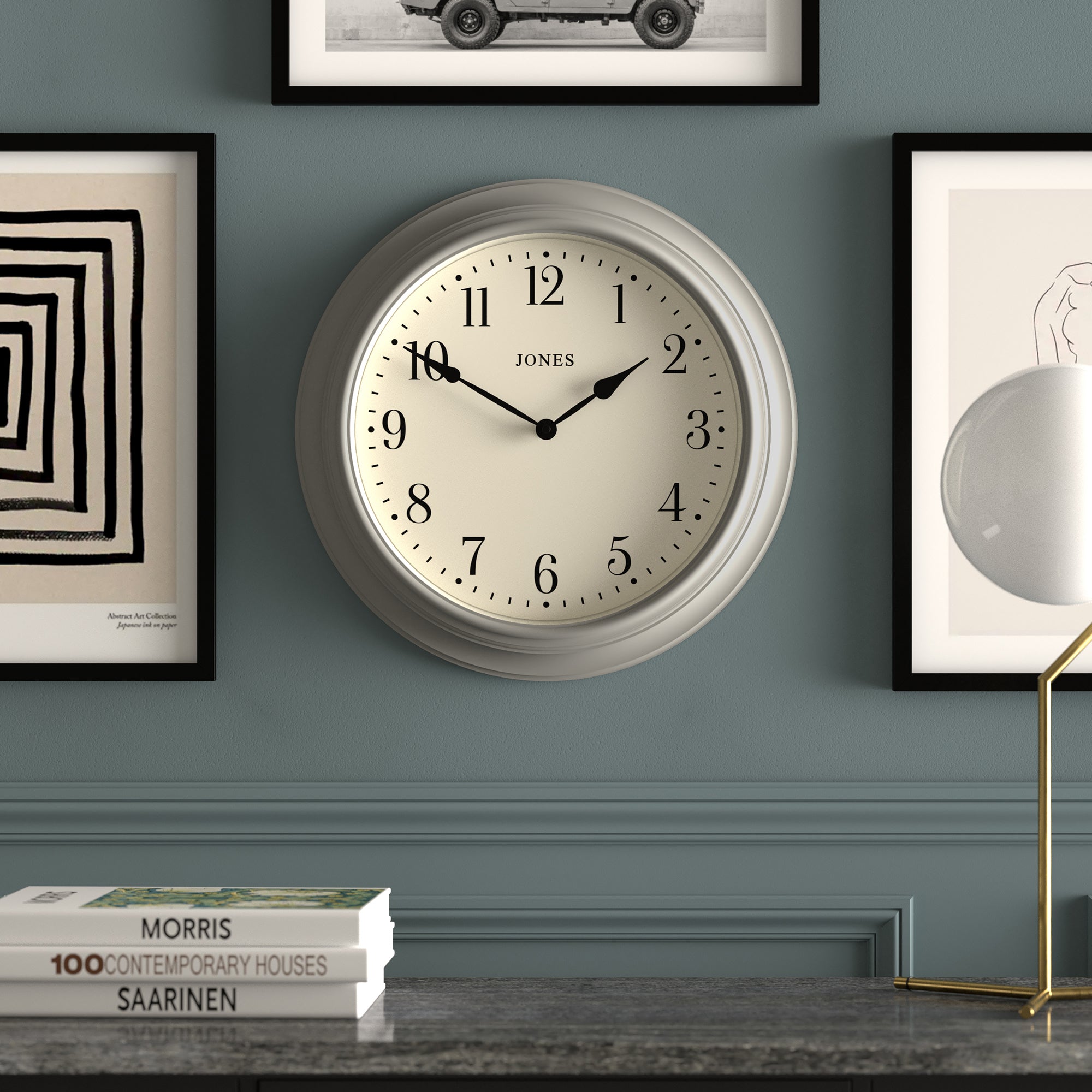 Newgate Jones Supper Club Clock - Cloud Grey
