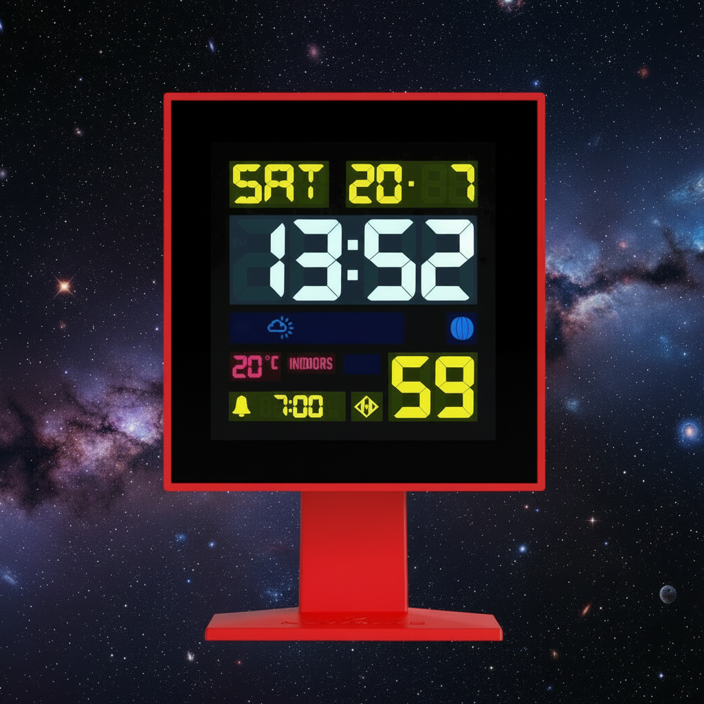 Newgate Monolith Lcd Alarm Clock - Fire Engine Red