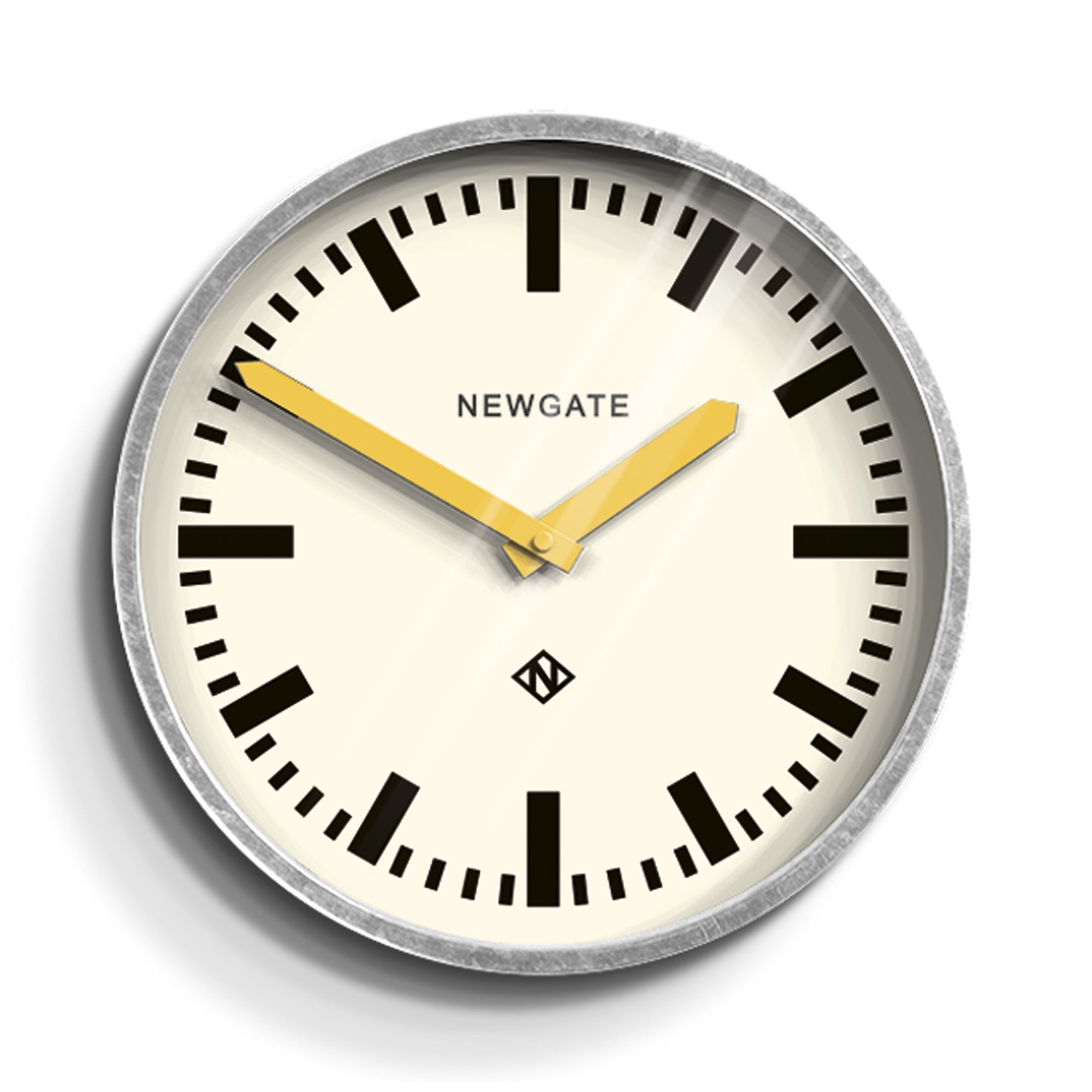 Newgate Luggage Wall Clock - Galvanised - Yellow Hands