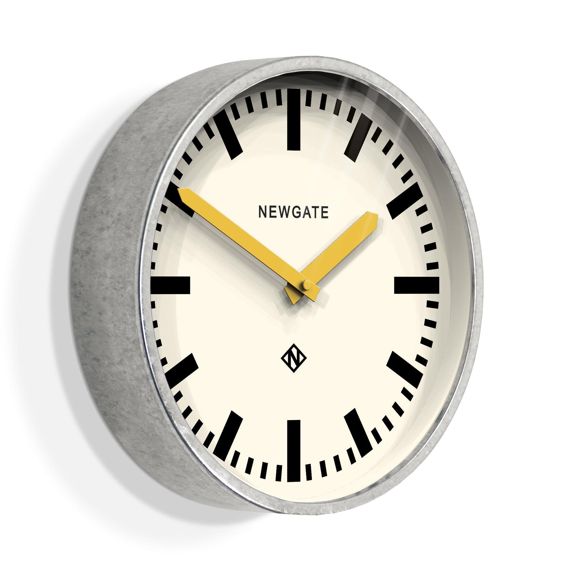 Newgate Luggage Wall Clock - Galvanised - Yellow Hands