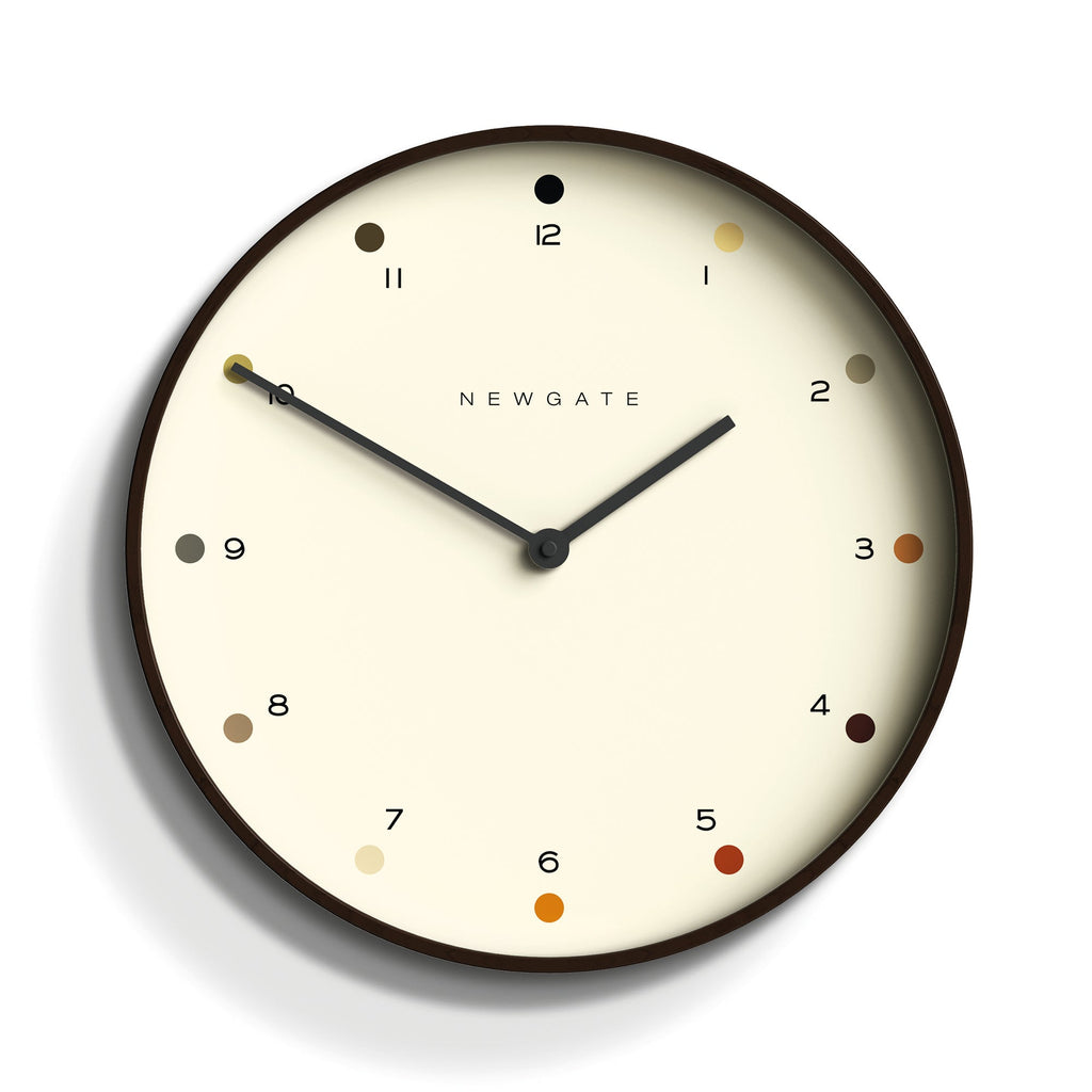 Newgate Mr Clarke Wall Clock – Dark Wood Dot Dial 40