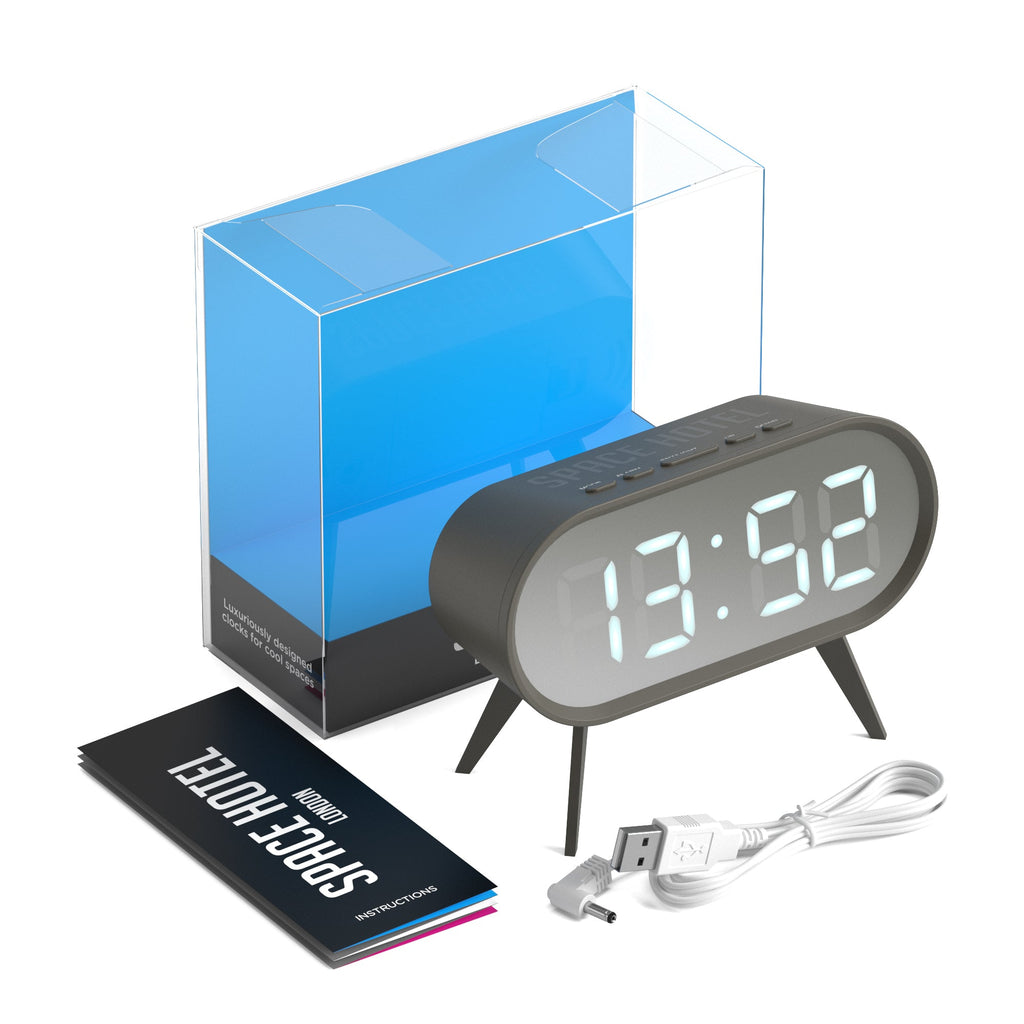 Newgate Space Hotel Cyborg Led Alarm Clock - Grey