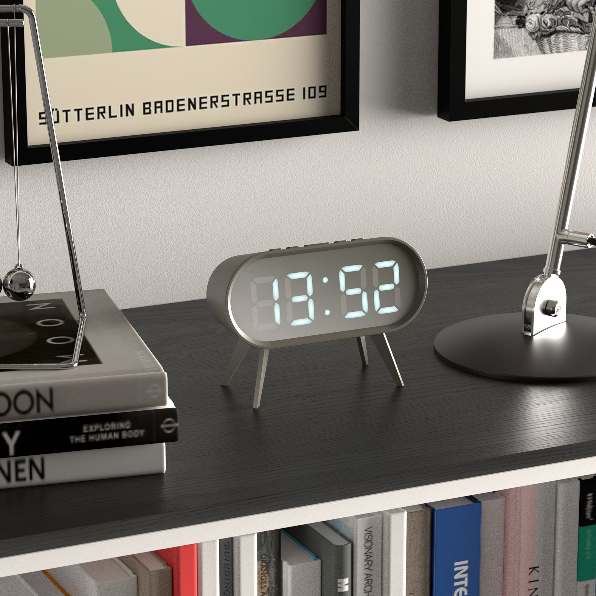 Newgate Space Hotel Cyborg Led Alarm Clock - Grey