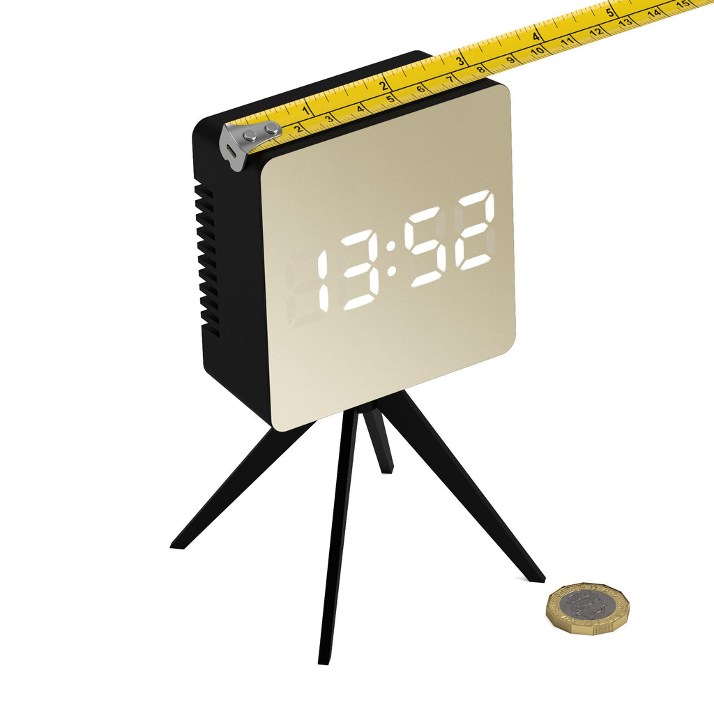 Newgate Space Hotel Droid Led Alarm Clock - Black with Gold Mirror Finish