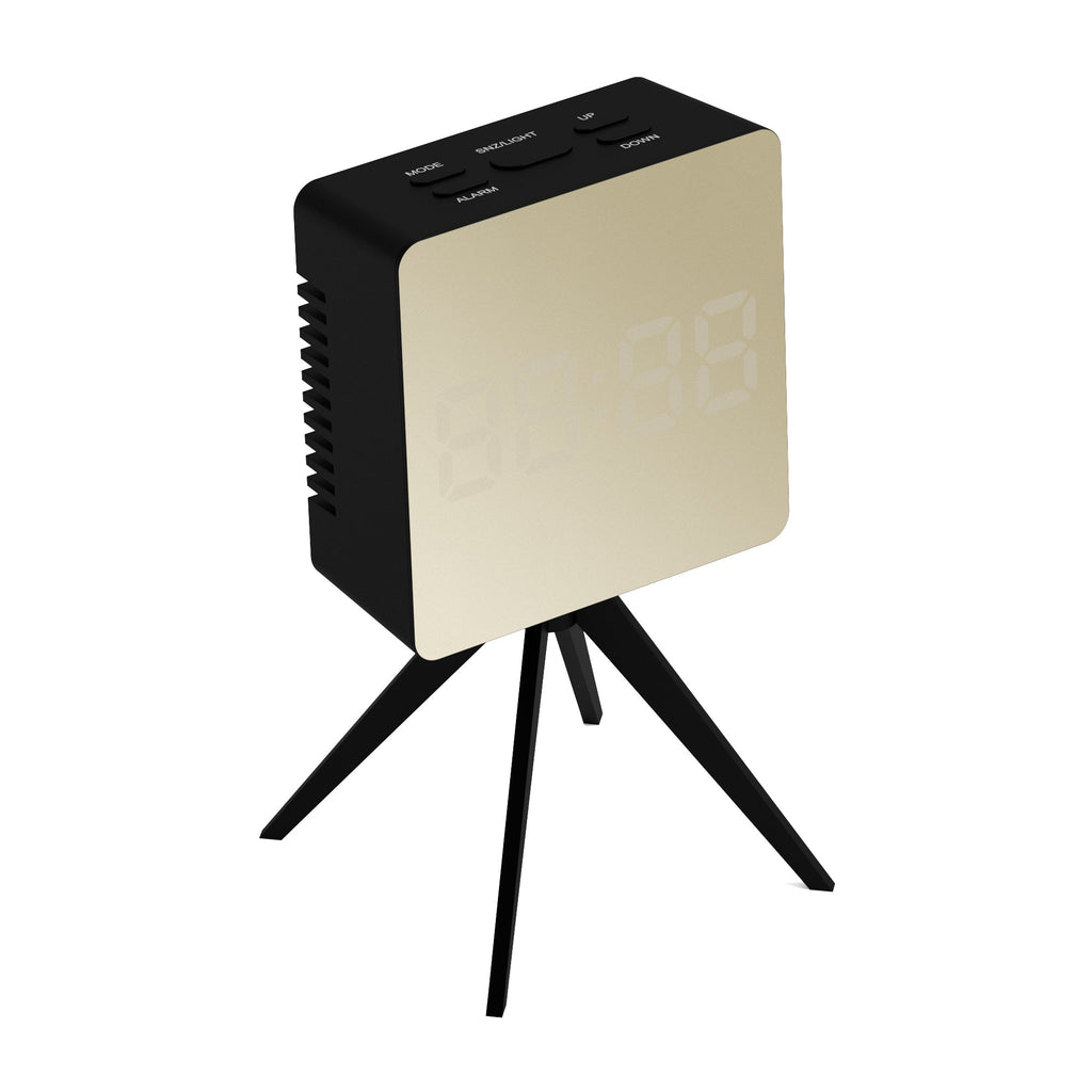 Newgate Space Hotel Droid Led Alarm Clock - Black with Gold Mirror Finish