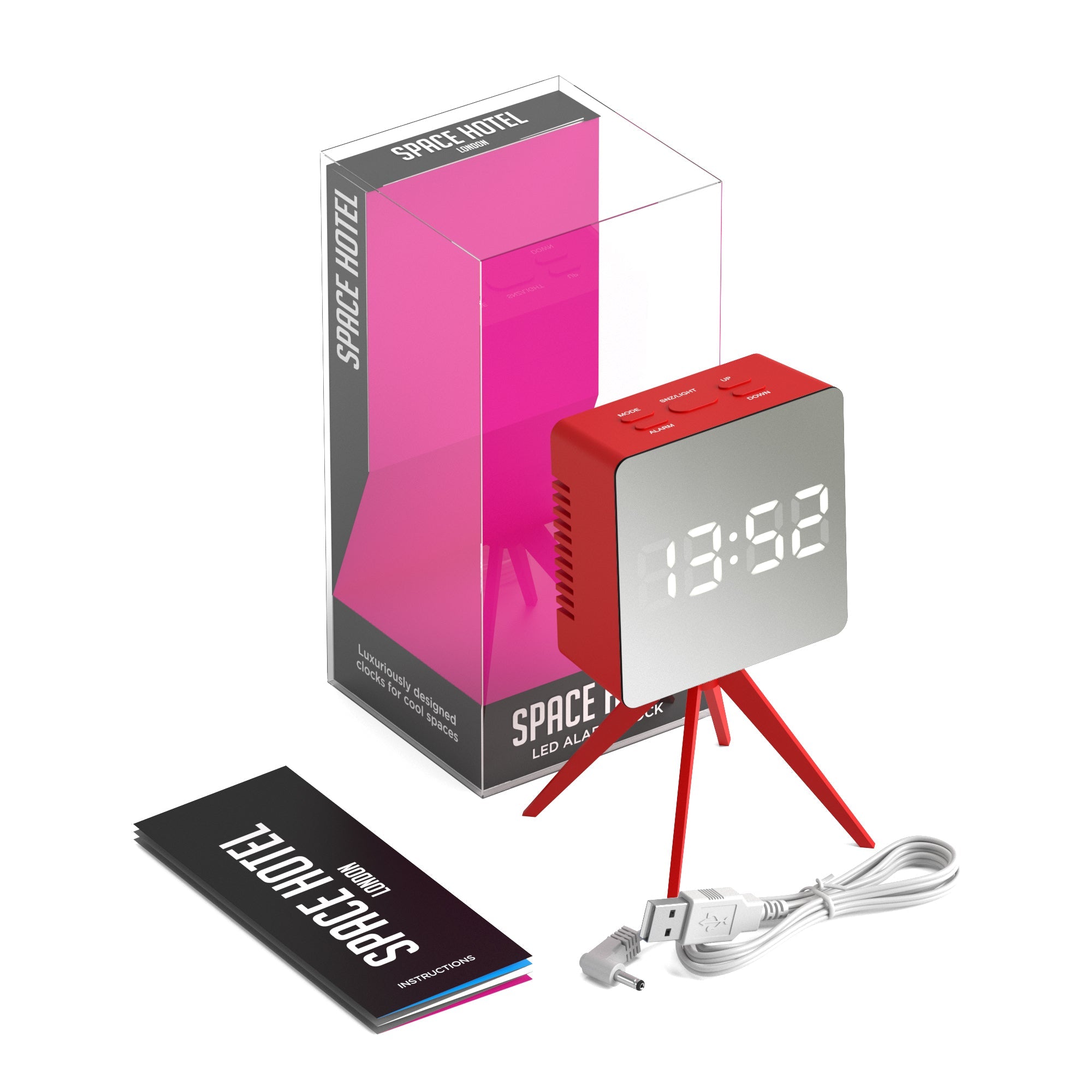 Newgate Space Hotel Droid Led Alarm Clock - Red