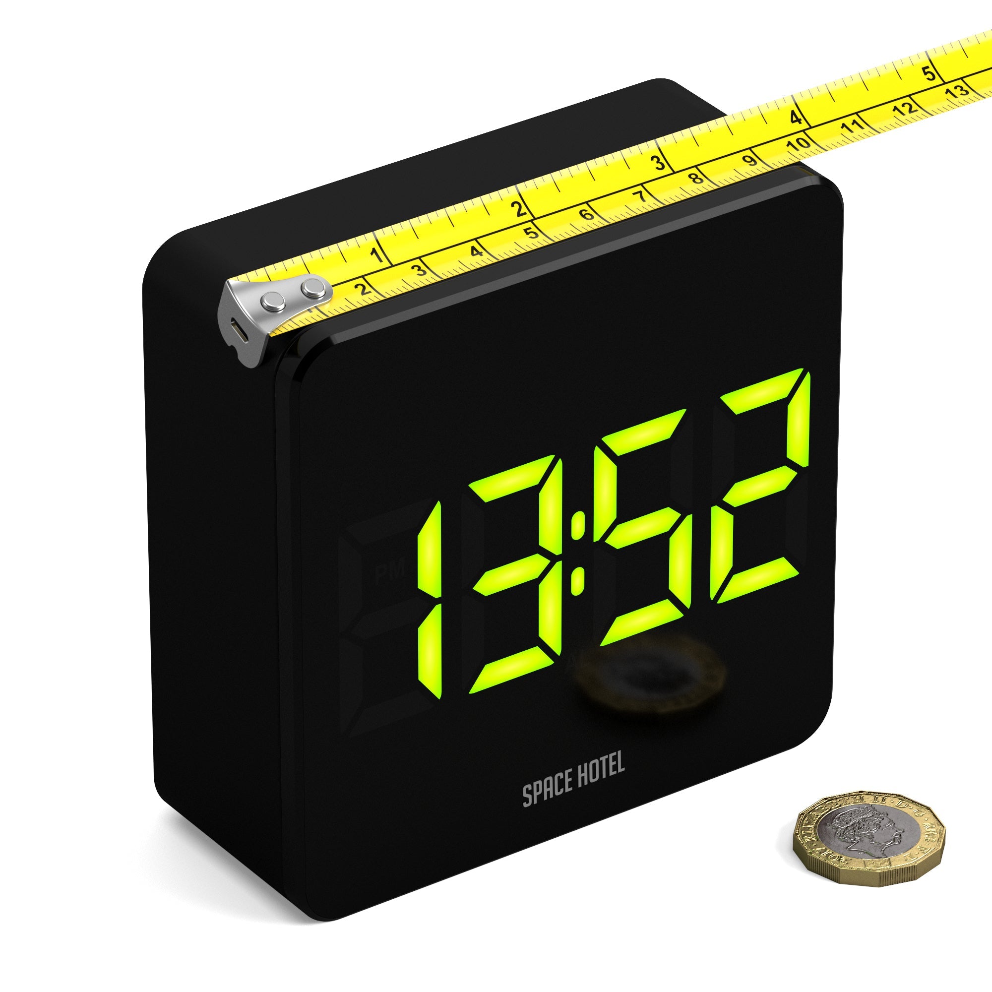 Newgate Space Hotel Orbatron Alarm Clock Black Case - Black Lens - Green LED