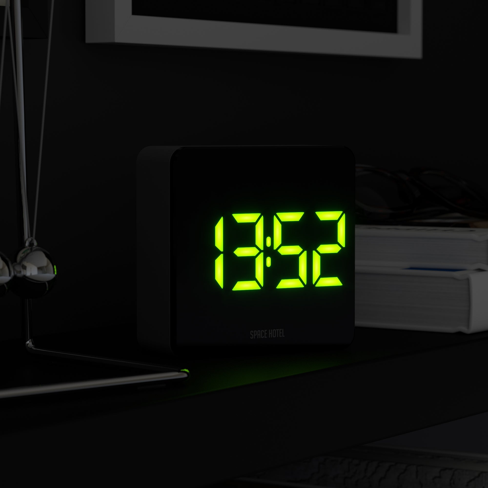 Newgate Space Hotel Orbatron Alarm Clock Black Case - Black Lens - Green LED