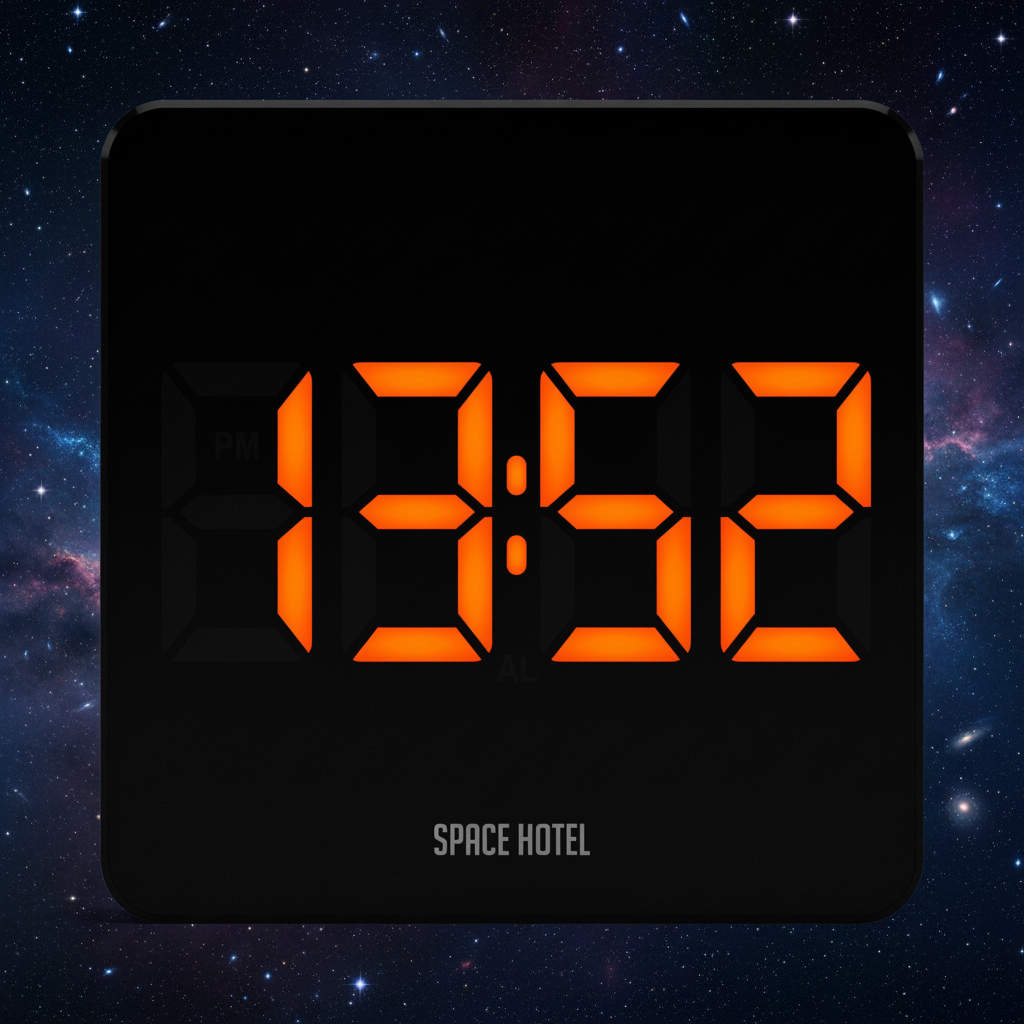 Newgate Space Hotel Orbatron Alarm Clock Black Case - Black Lens - Orange LED