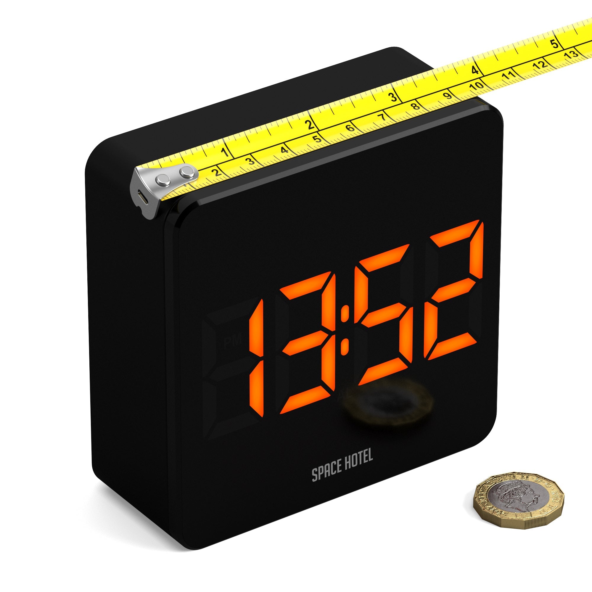 Newgate Space Hotel Orbatron Alarm Clock Black Case - Black Lens - Orange LED