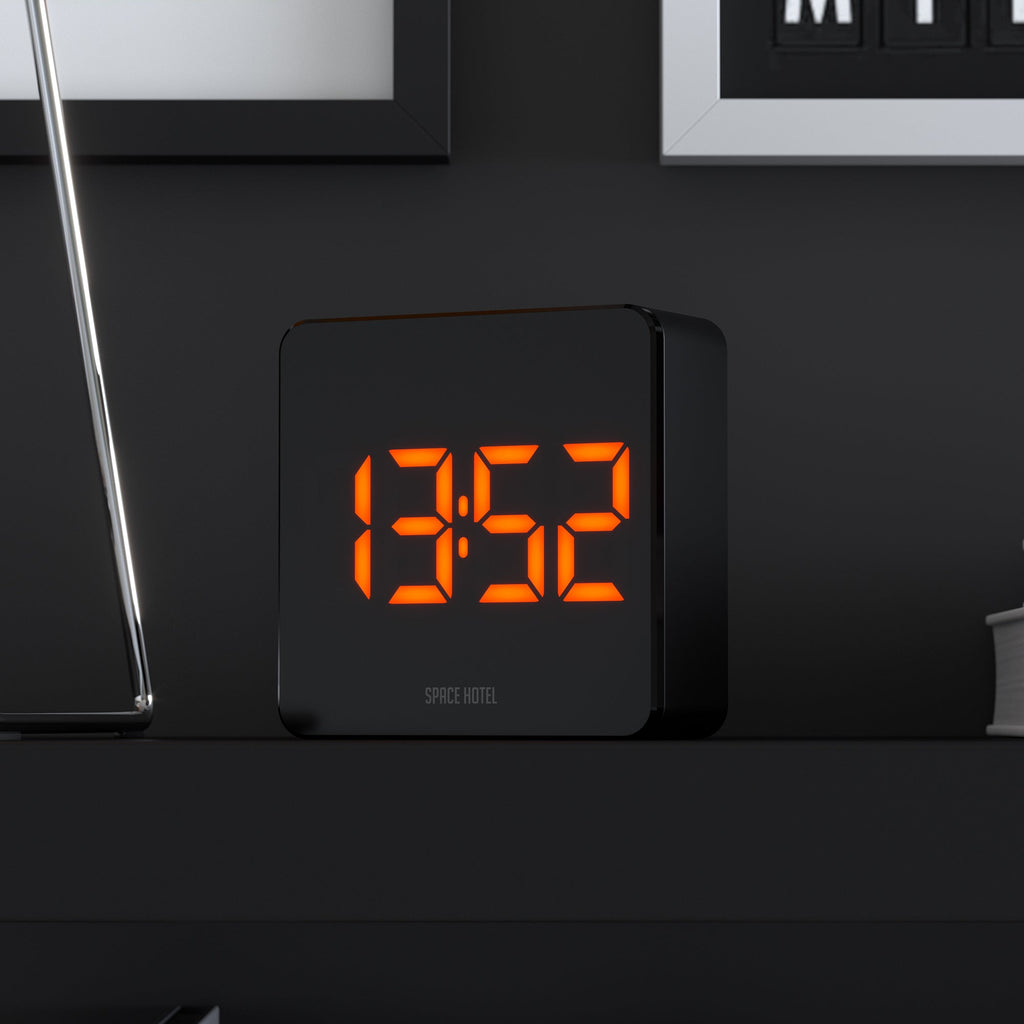 Newgate Space Hotel Orbatron Alarm Clock Black Case - Black Lens - Orange LED