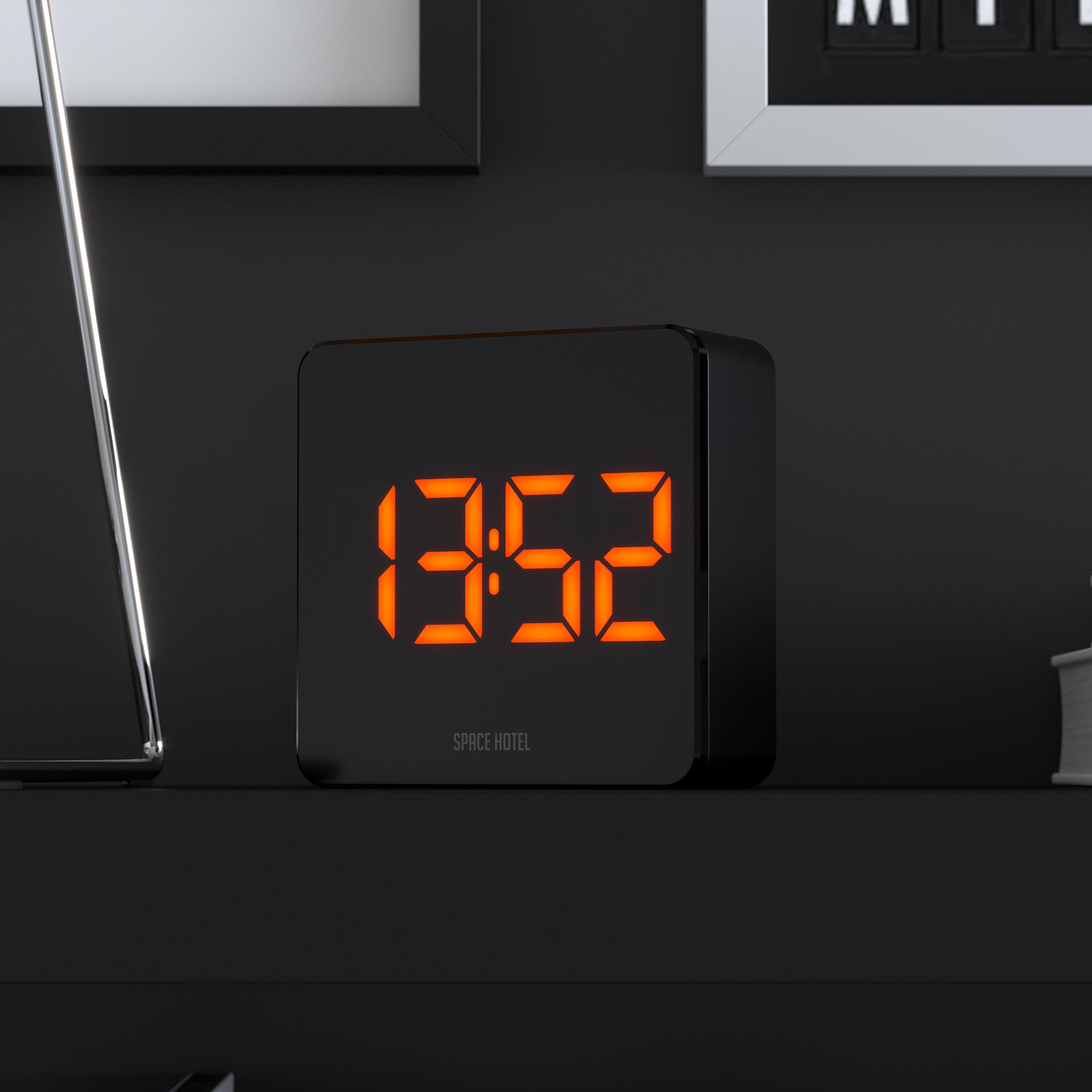 Newgate Space Hotel Orbatron Alarm Clock Black Case - Black Lens - Orange LED