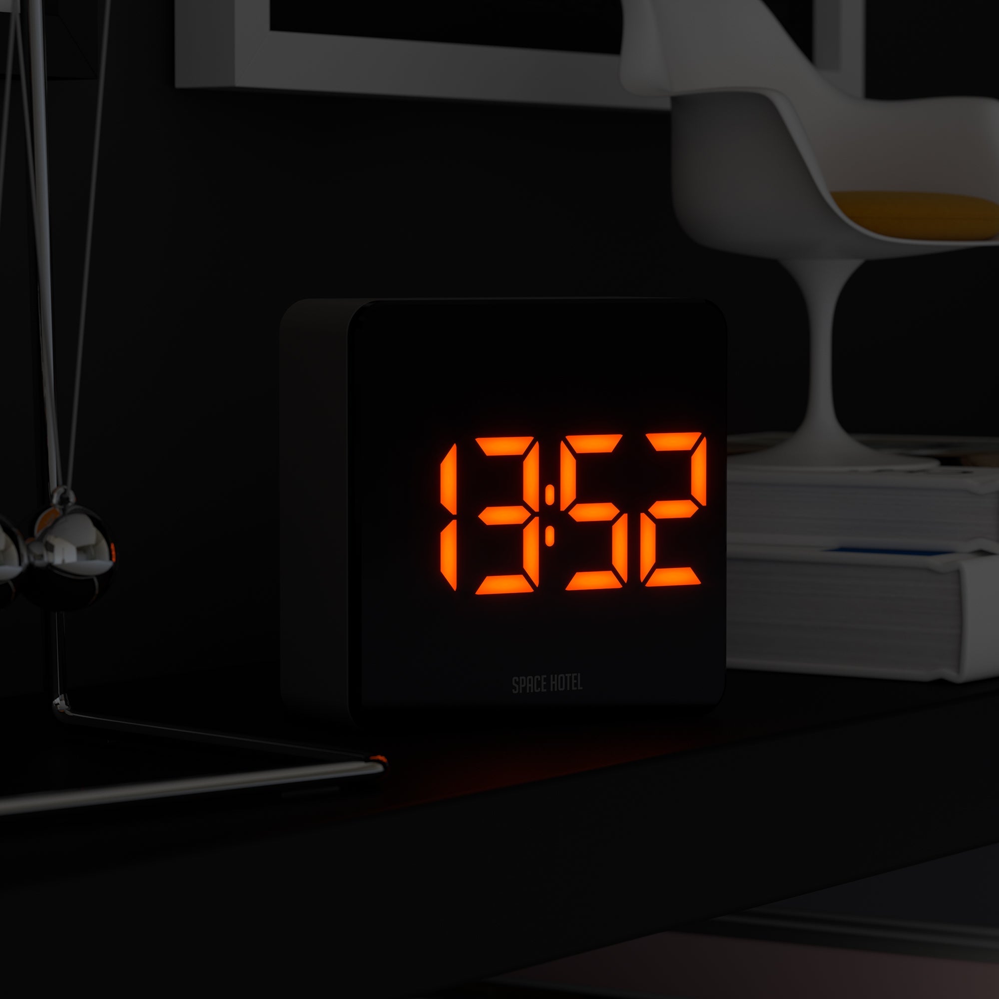 Newgate Space Hotel Orbatron Alarm Clock Black Case - Black Lens - Orange LED