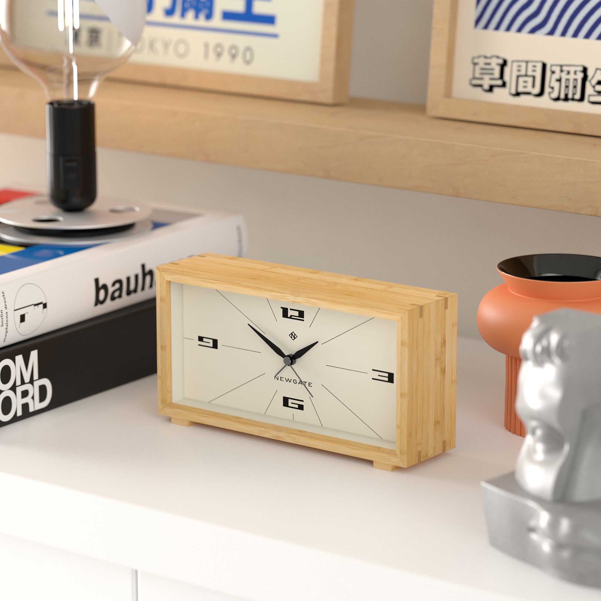 Newgate Lemur Alarm Clock - Retro-Inspired Dial - Natural Bamboo
