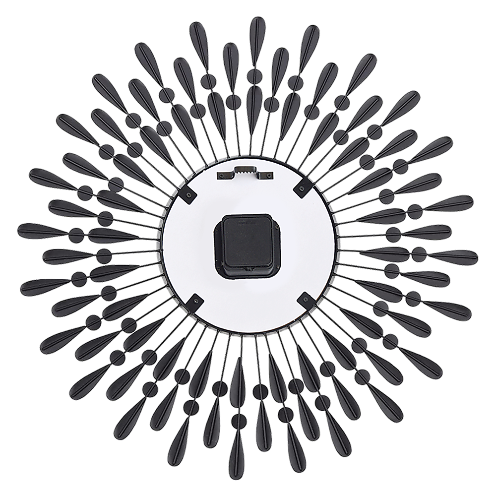 Large Round Modern 3D Crystal Wall Clock - Black And Crystal