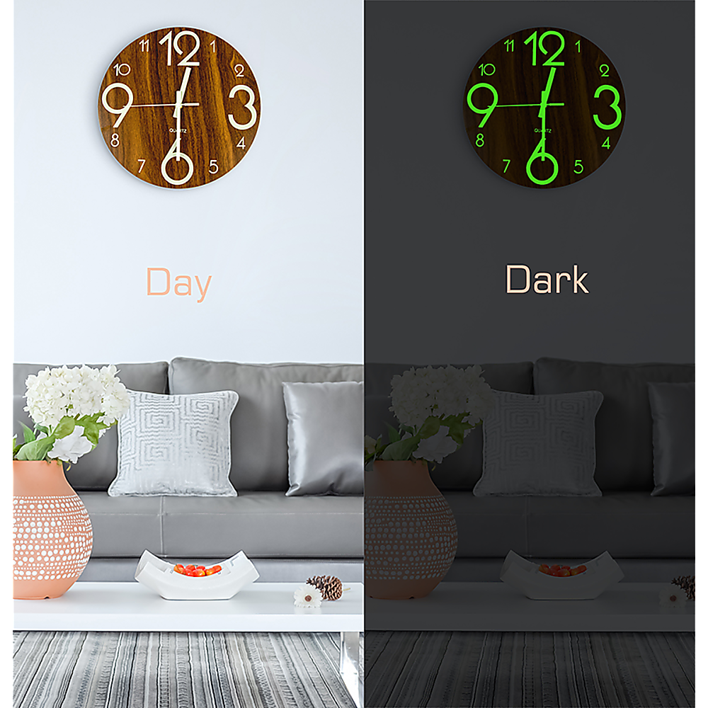 Glow In Dark Wall Clock Luminous - Quartz Quiet