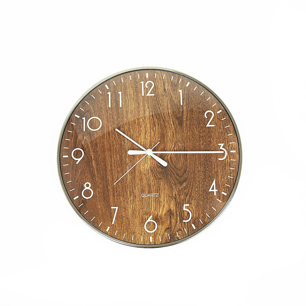 Round Wall Clock Silent - Brown
