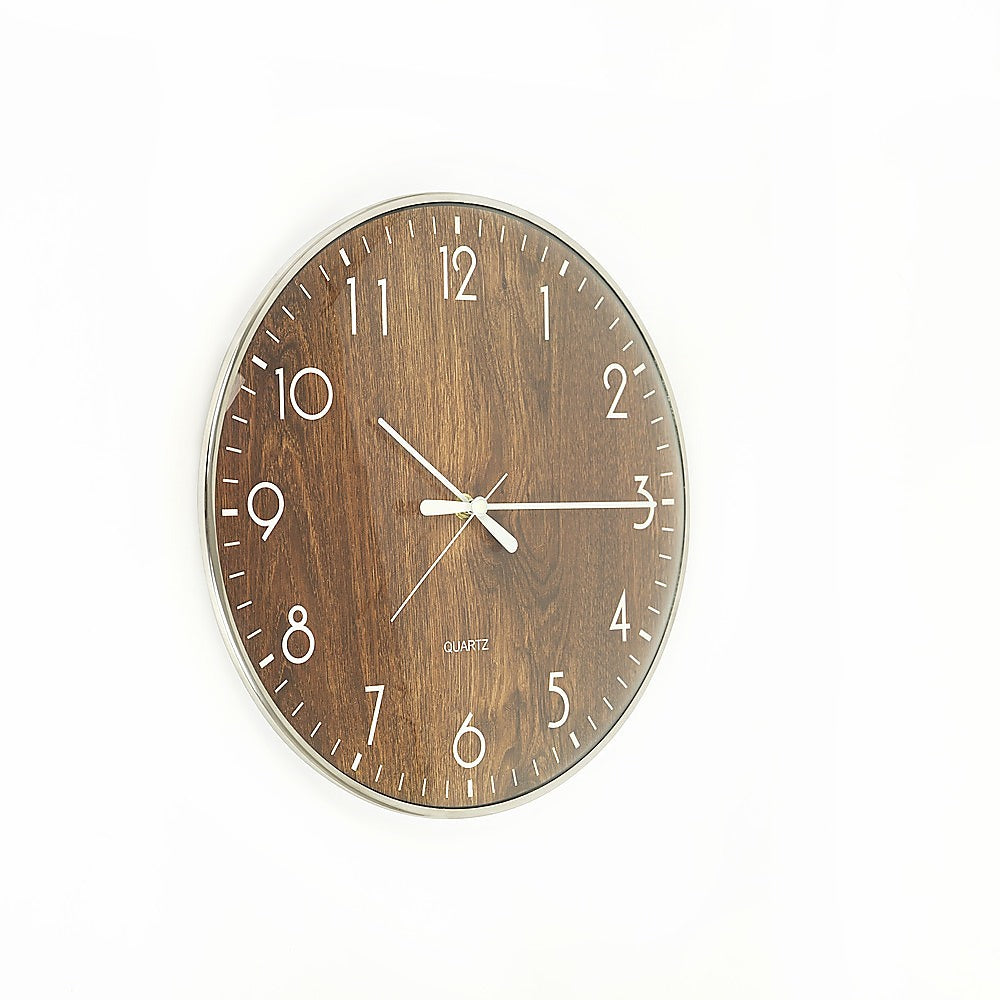 Round Wall Clock Silent - Brown
