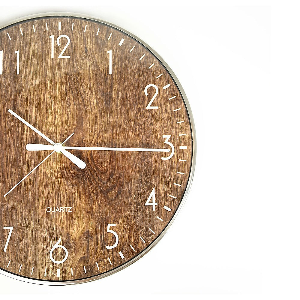 Round Wall Clock Silent - Brown