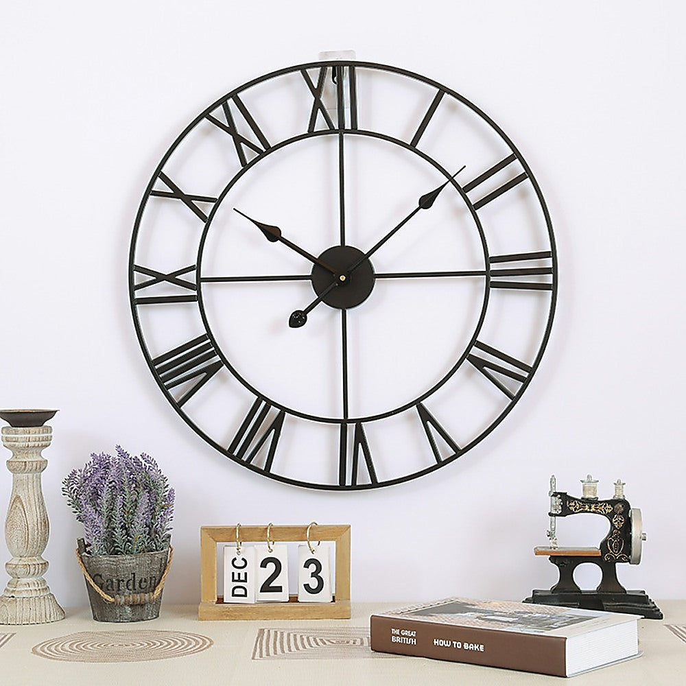 Industrial Large Wall Clock, Round Metal Wall Clocks