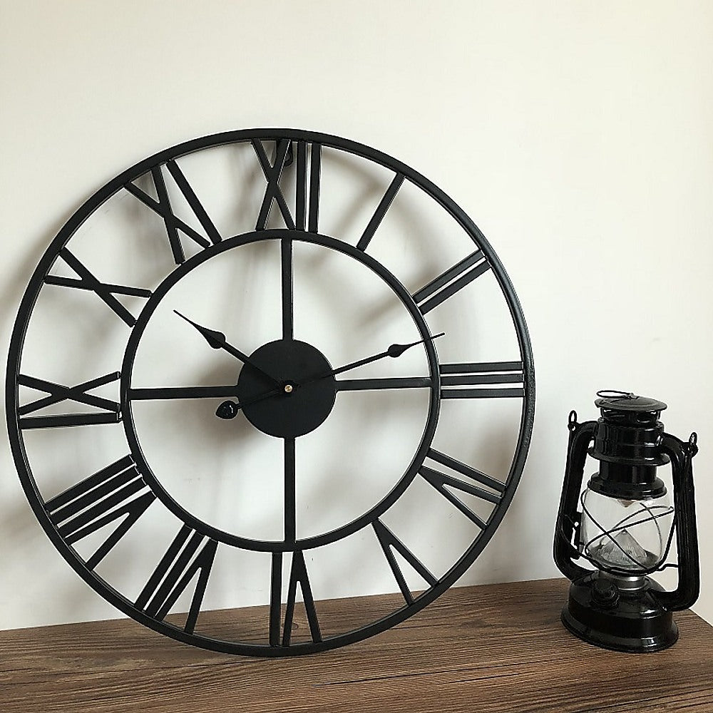 Industrial Large Wall Clock, Round Metal Wall Clocks