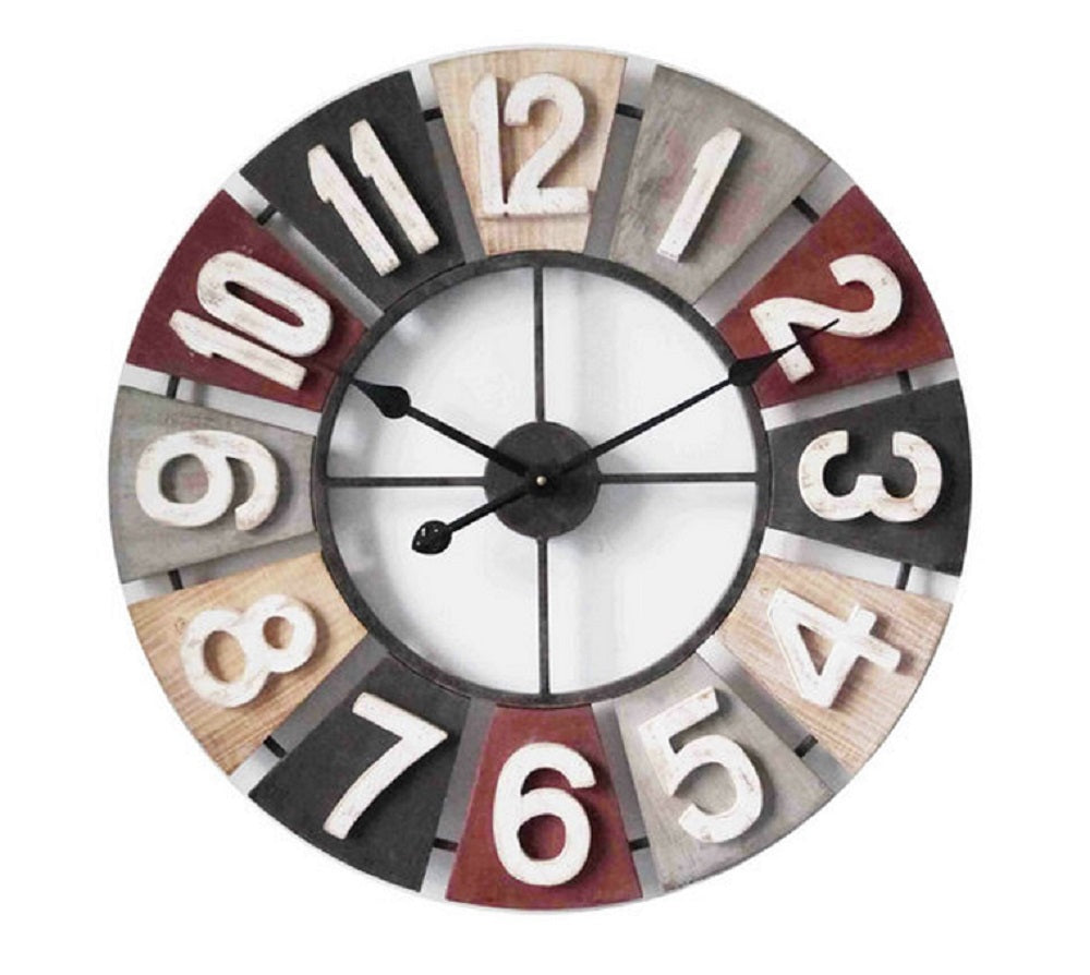 Retro Number Metal & Wall Clock - Multicoloured