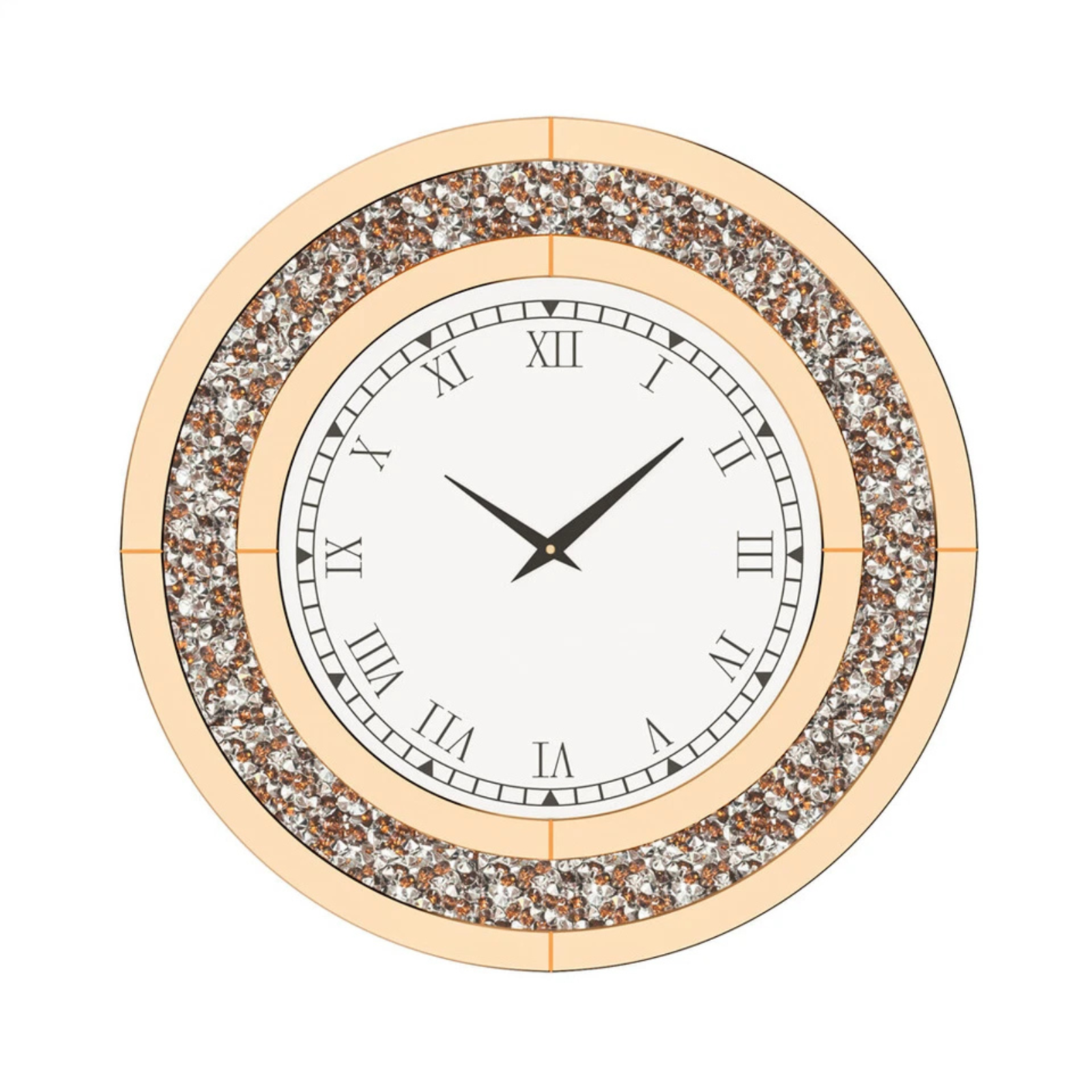 P&P Brown Crushed Diamond Square Wall Clock