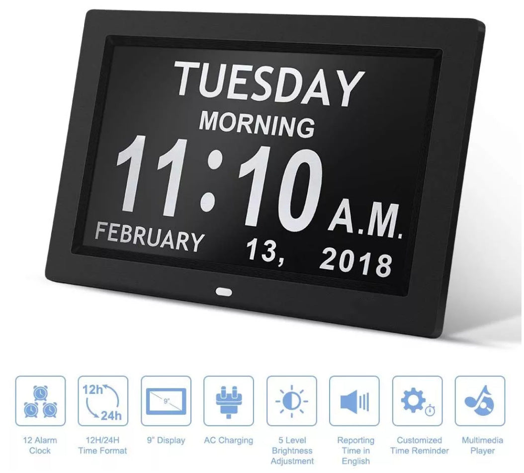 White 10.1-Inch Digital Clock with Medication Reminders & Multi-Function Alarm - Ideal for Seniors